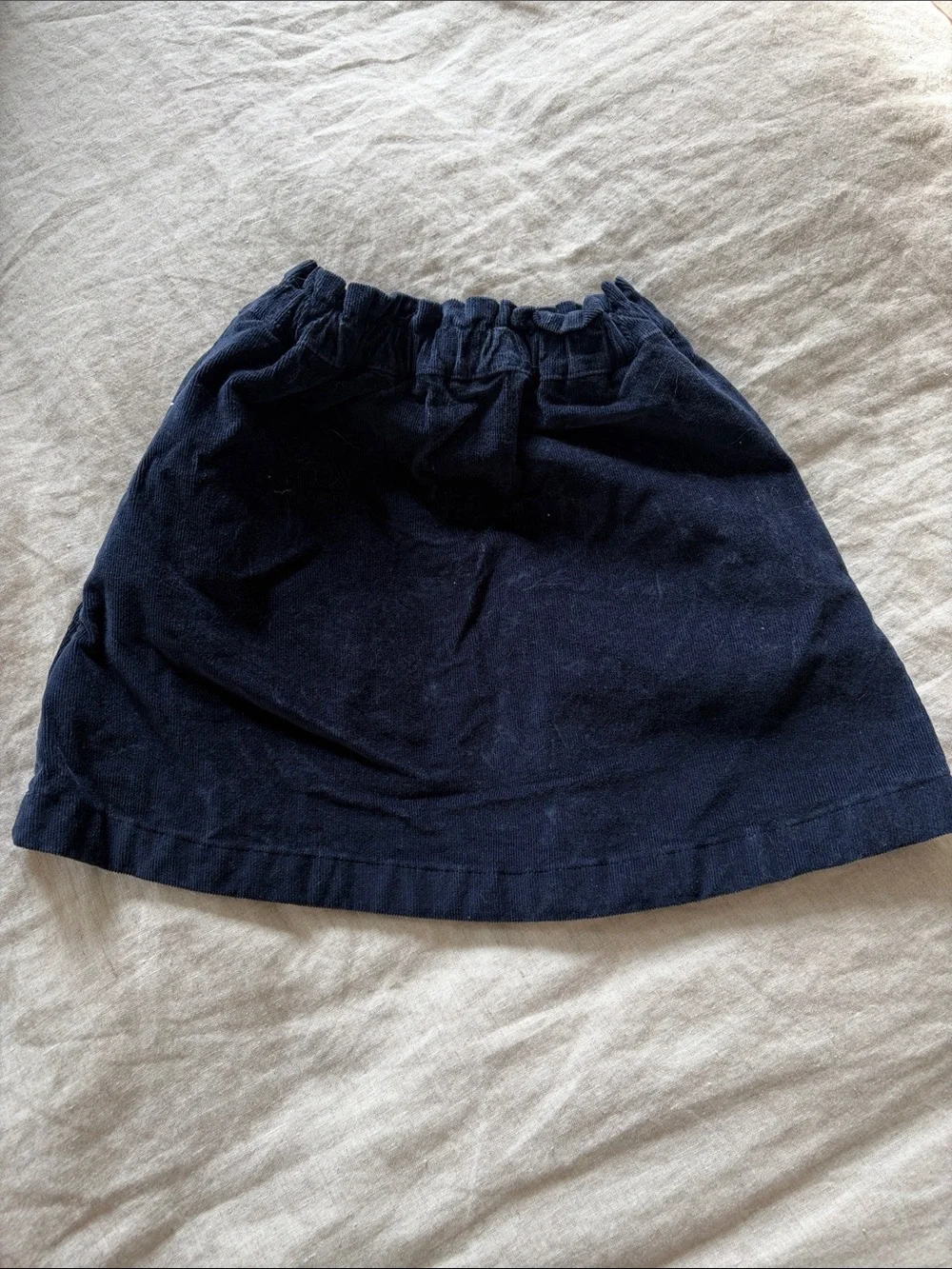 Button-Front Navy Corduroy Mini Skirt